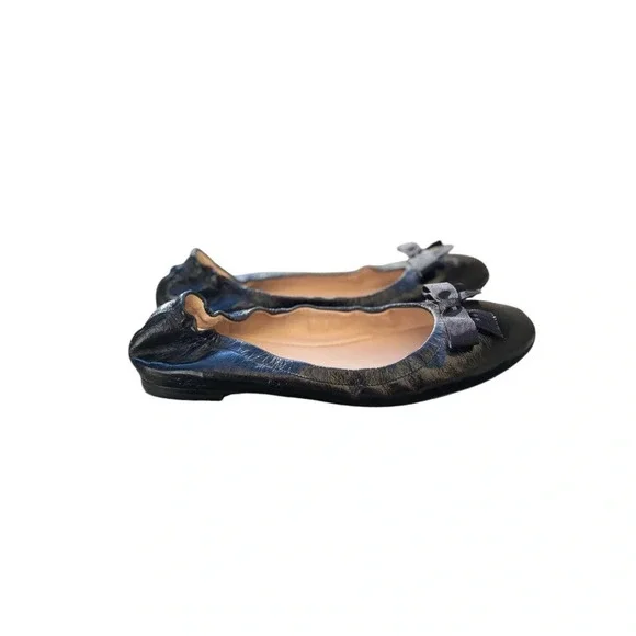 Stuart Weitzman Raven Flats bow black patton leather size 7.5 - Picture 4 of 9